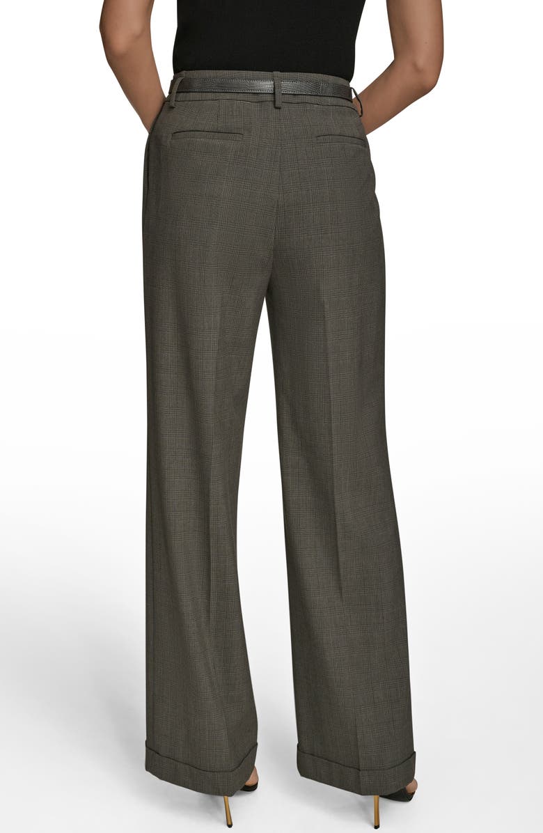 Donna Karan New York Belted Plaid Wide Leg Pants, Alternate, color, Dark Mineral Multi