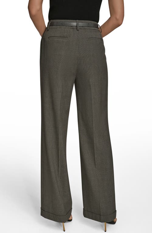 Donna Karan New York Belted Plaid Wide Leg Pants In Gray