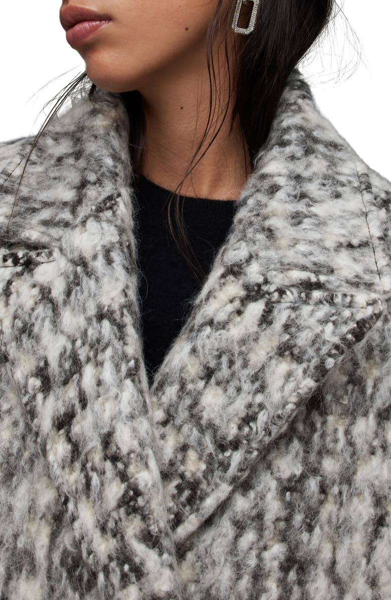 AllSaints Mablex Longline Coat, Alternate, color, Black/ White
