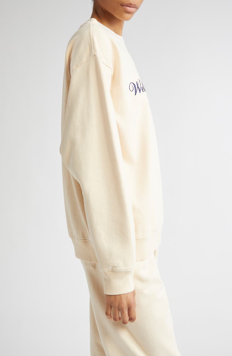 Sporty & Rich Wellness Club Embroidered Fleece Sweatshirt, Alternate, color, Cream