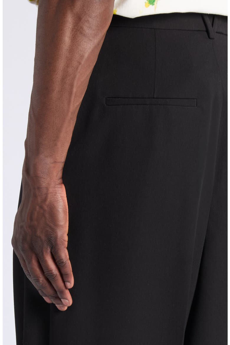 Black Wool Twill Wide Leg Trousers, Alternate, color, 1010 DOUBLE BLACK