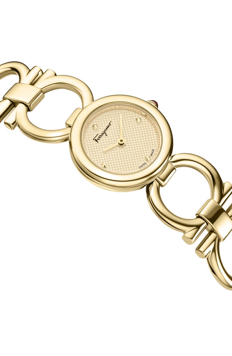 FERRAGAMO Double Gancini Bracelet Watch, Alternate, color, Gold