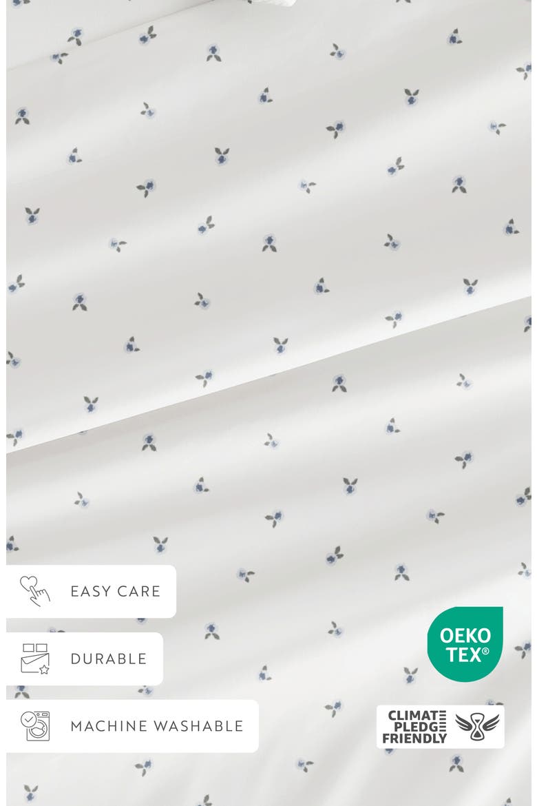 Kaycie Gray Ditsy Floral Microfiber Sheet Set, Alternate, color, BLUE DITSY