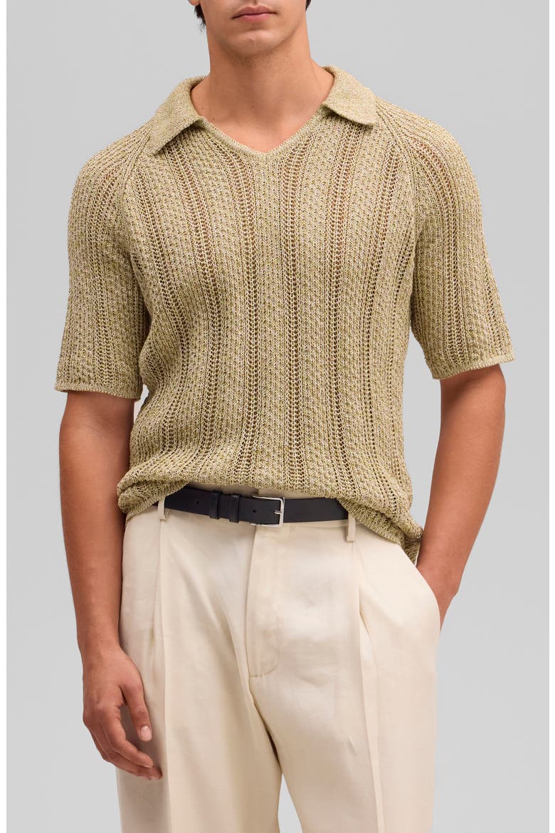 Cale Johnny Collar Sweater Polo, Main, color, BEIGE/ SEA SPRAY