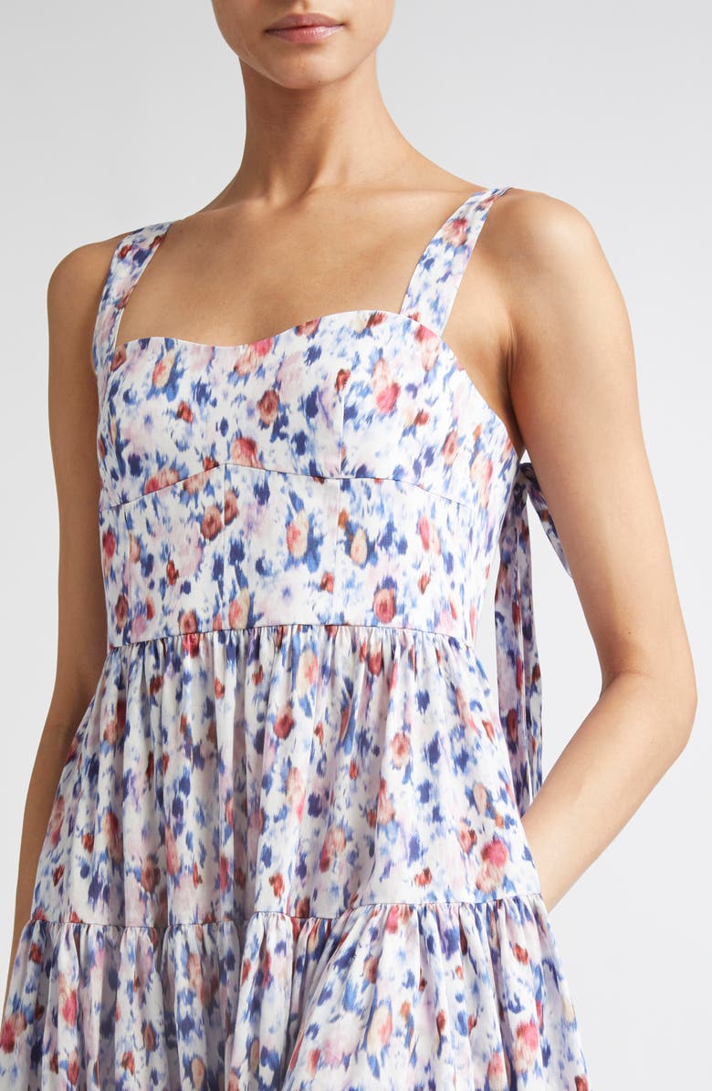 Erdem Strappy Fit & Flare Cotton Poplin Midi Dress, Alternate, color, Abstract Rose White