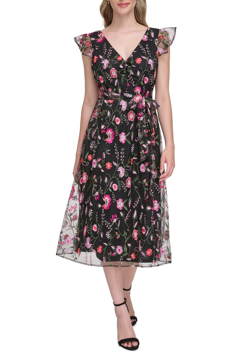 Floral Embroidered Maxi Dress, Main, color, BLACK MULTI