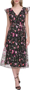 Kensie Floral Embroidered Maxi Dress