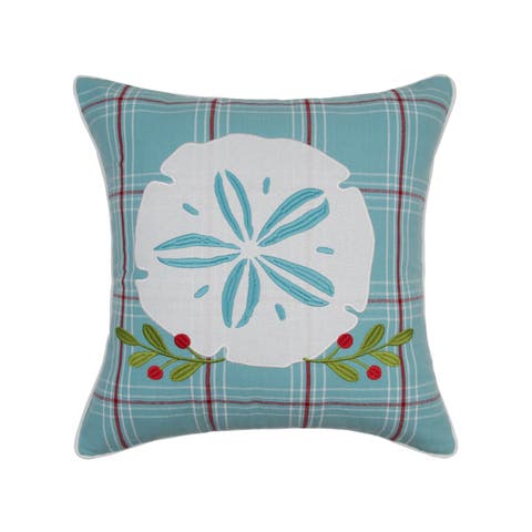 Plaid Sand Dollar Christmas Throw Pillow, 18" x 18"