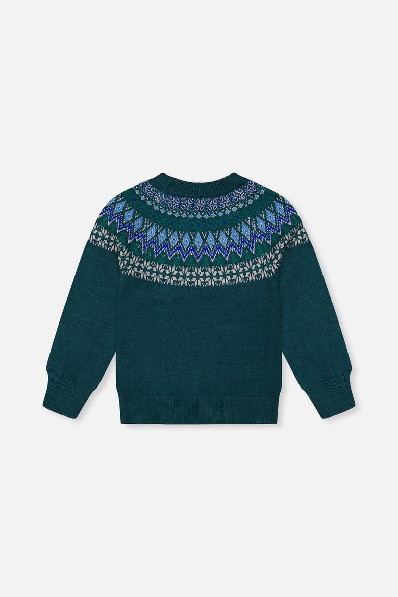 Knit Nordic Jacquard Raglan Sleeve Sweater, Alternate, color, Dark Green