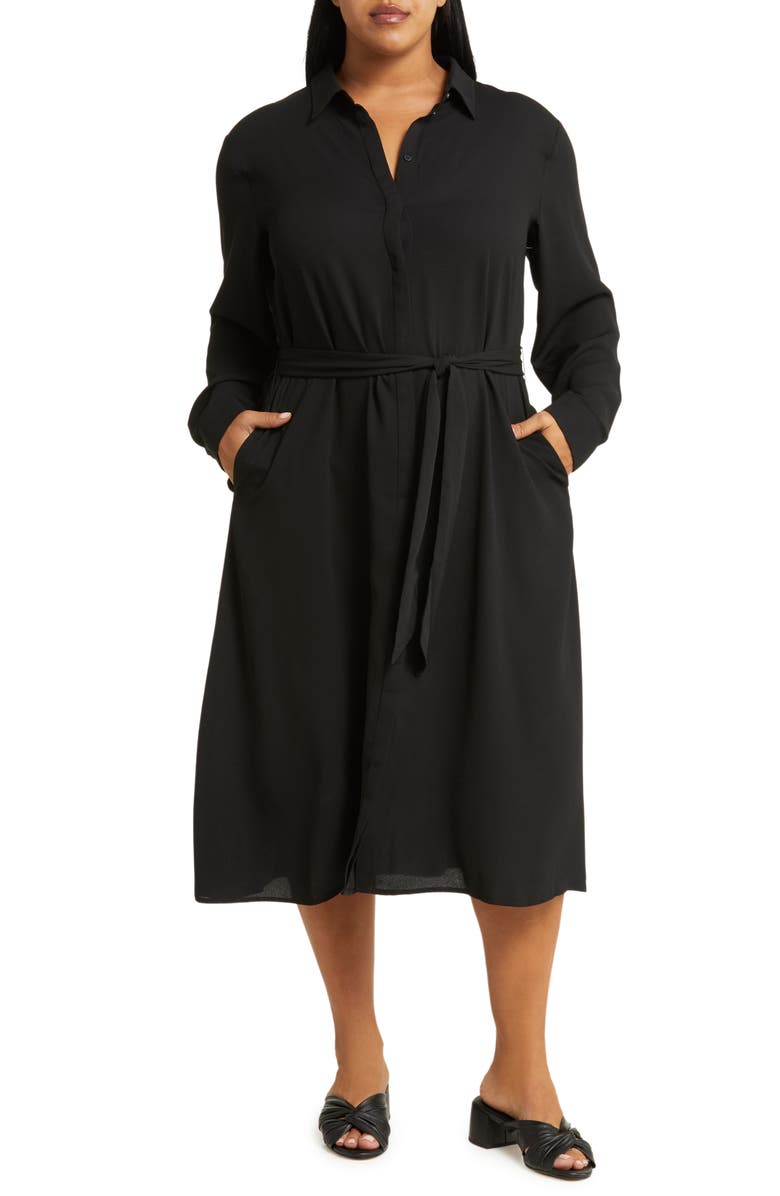 NORDSTROM RACK Long Sleeve Fit & Flare Shirtdress, Main, color, 