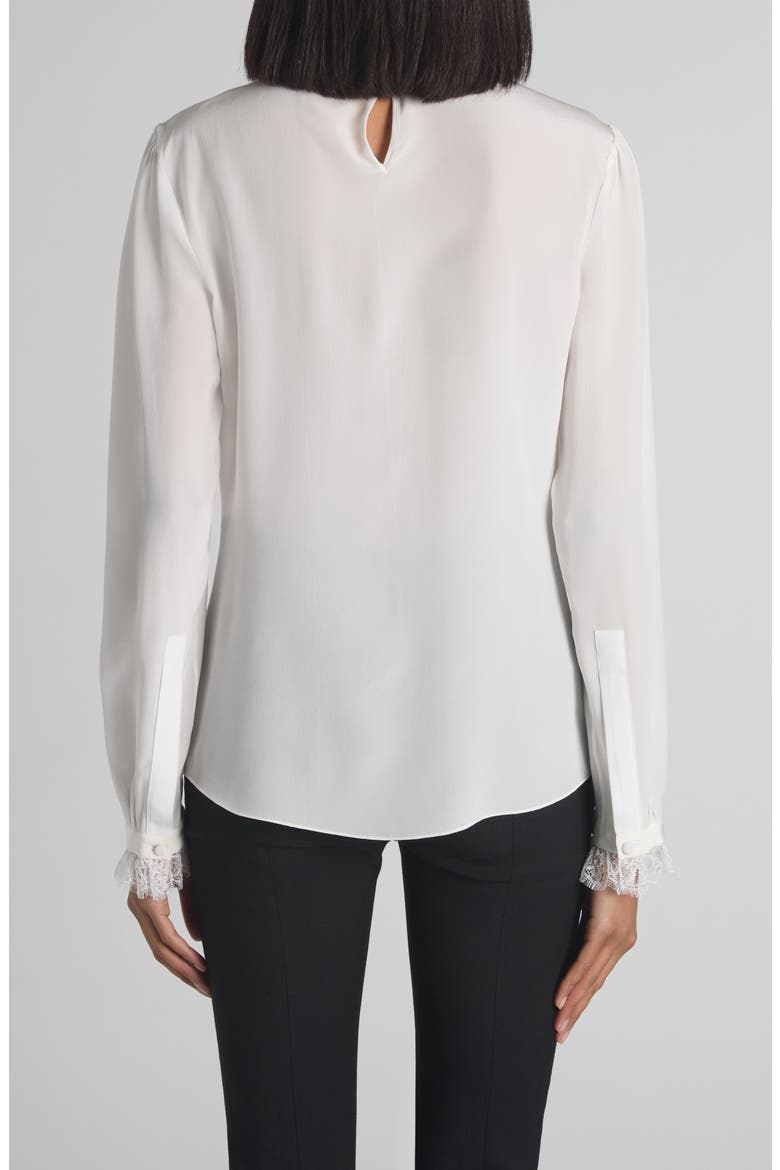 Lace Insert Silk Crêpe de Chine Top, Alternate, color, LIGHT IVORY