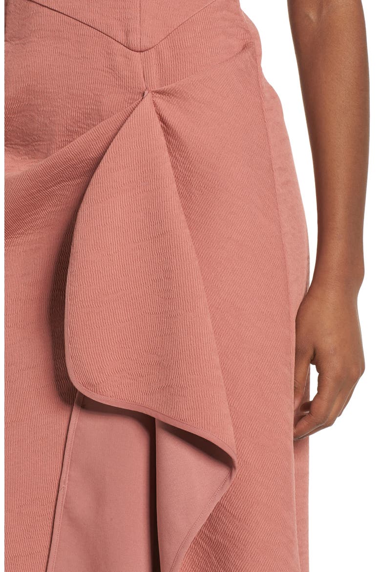 Fluidity Draped Midi Dress, Alternate, color, TERRACOTTA