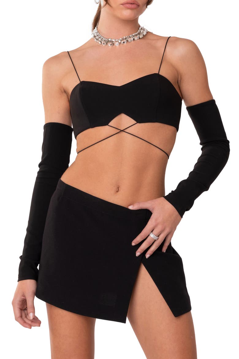 Beatrix Bralette with Detached Sleeves, Main, color, BLACK