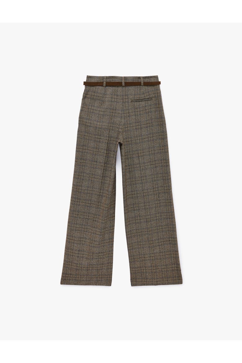 Mid Rise Plaid Trousers With Belt, Alternate, color, BROWN CHECK