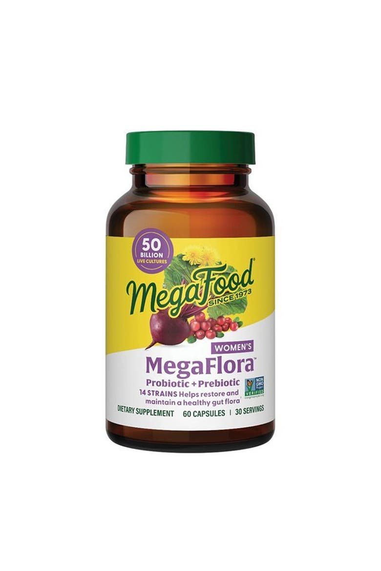 MegaFlora Probiotic + Prebiotic for Women with Cranberry, 50 Billion CFU, Vegetarian, 60 Capsules, Main, color, None