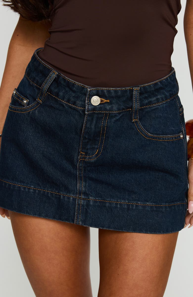 Princess Polly Warna Low Rise Denim Miniskirt, Alternate, color, 