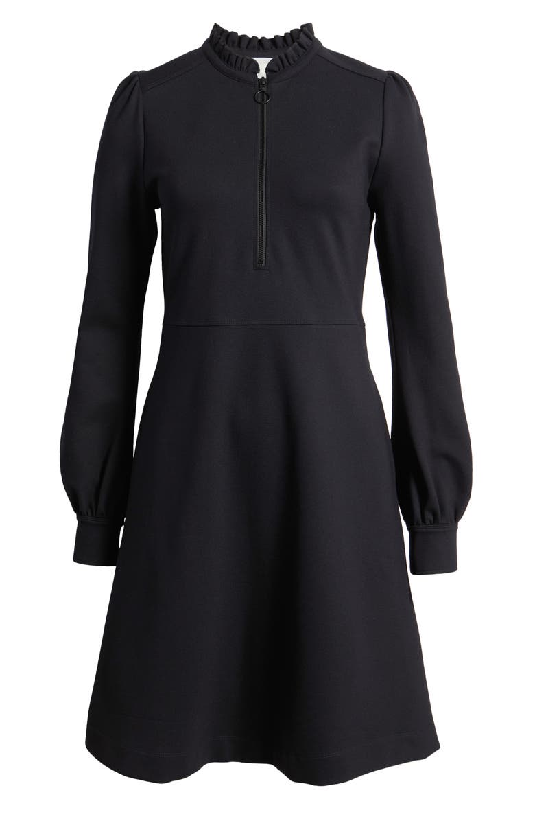 Caslon<sup>®</sup> Zip-Front Long Sleeve Ponte Dress, Alternate, color, Black
