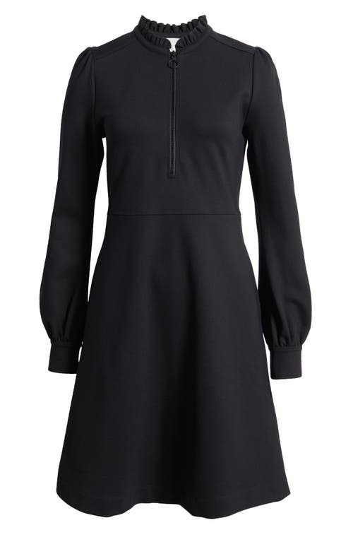 Caslon ® Zip-front Long Sleeve Ponte Dress In Black