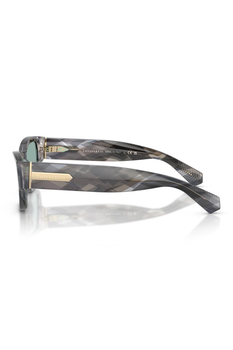 54mm Rectangular Sunglasses, Alternate, color, GEOMETRIC BLACK HAVANA / AZURE