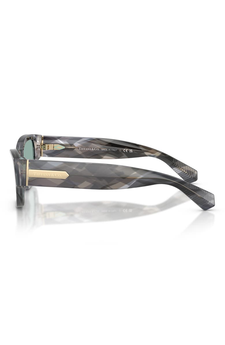 Tiffany & Co. 54mm Rectangular Sunglasses, Alternate, color, Geometric Black Havana / Azure