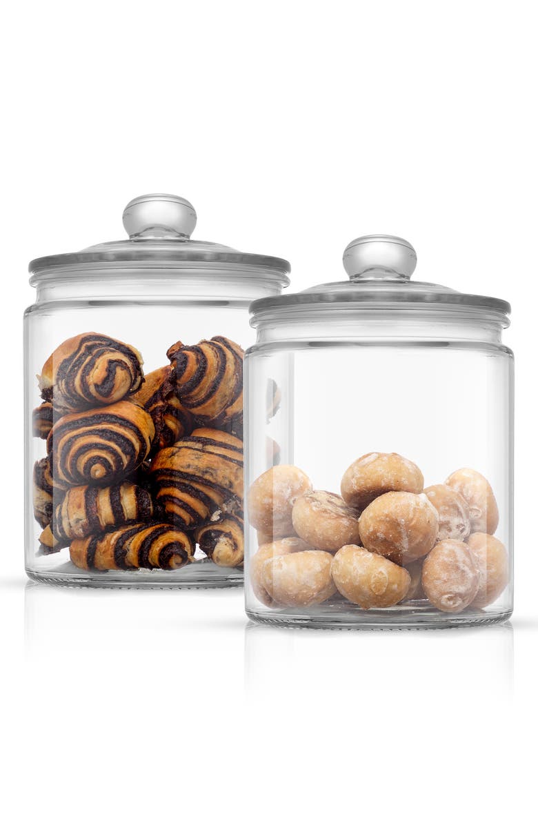 JoyJolt Round Glass Cookie Jar, Alternate, color, Clear