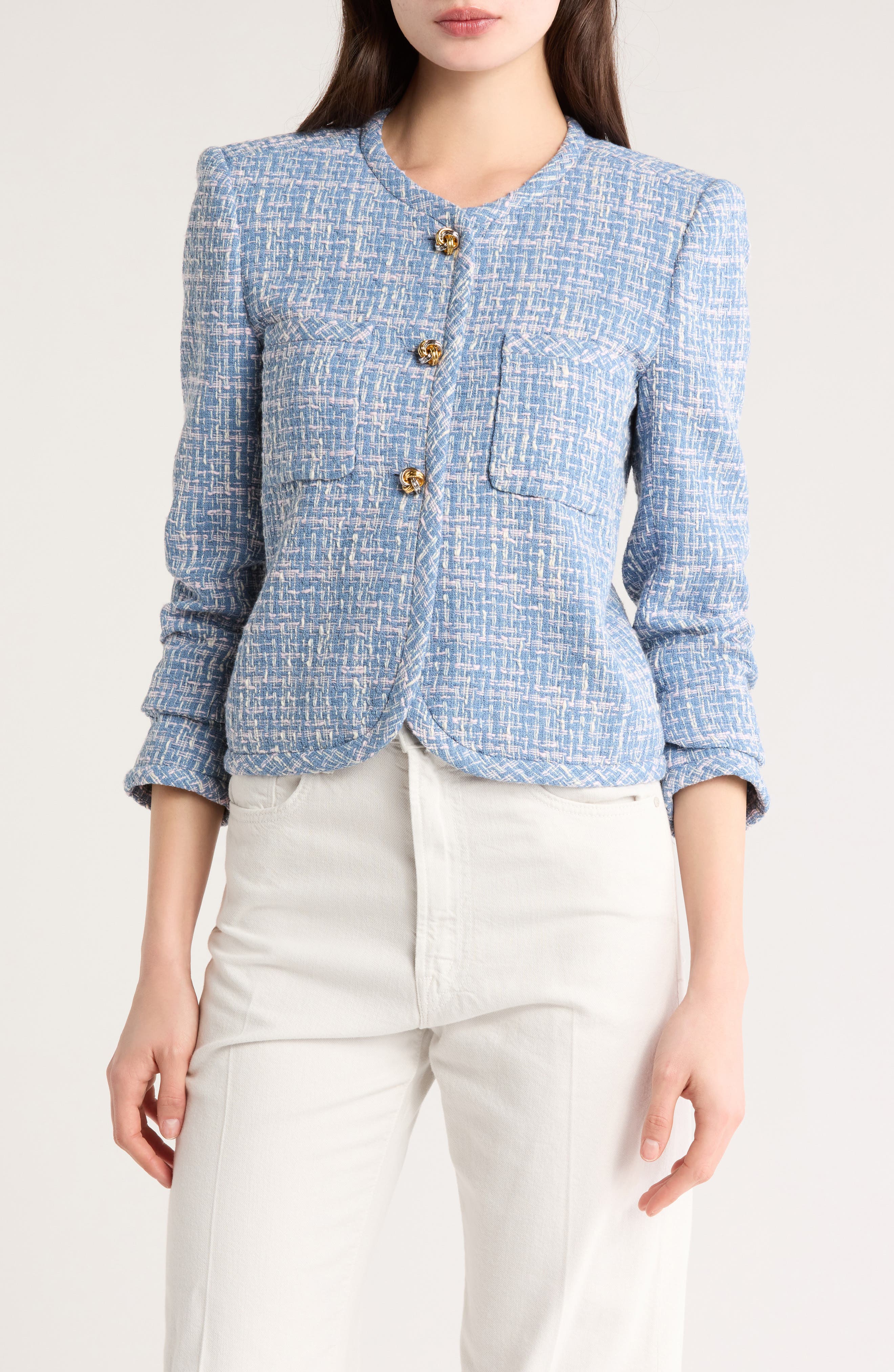 Derek Lam 10 Crosby Emilia Dome Button Tweed Jacket