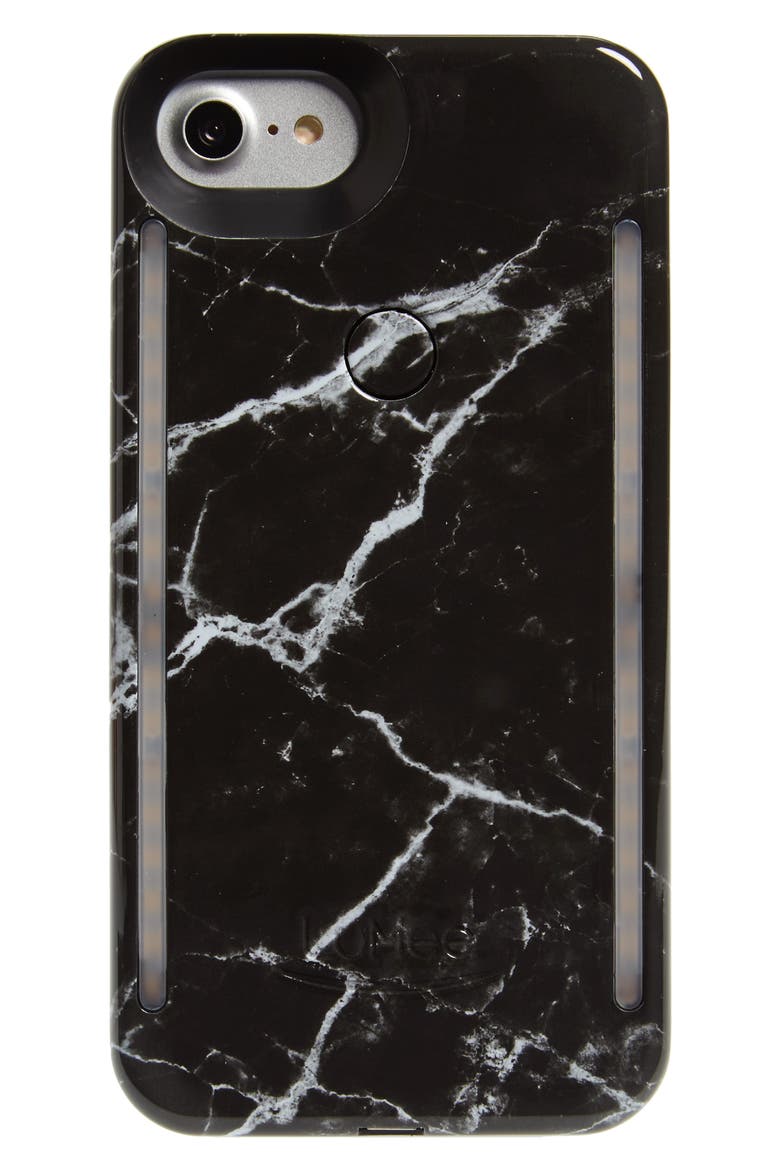Duo Lighted iPhone 6/7/8 & 6/7/8 Plus Case, Main, color, BLACK MARBLE