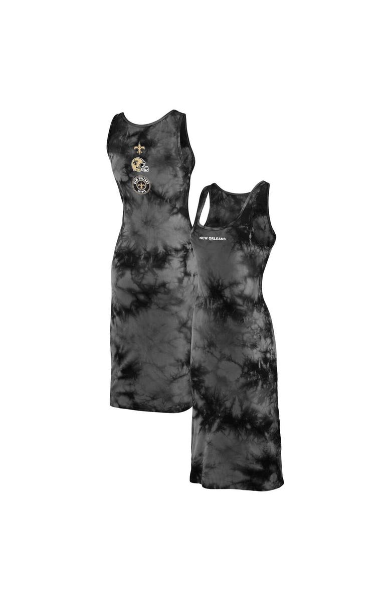 WEAR by Erin Andrews Women's WEAR by Erin Andrews Black New Orleans Saints Tie-Dye Tank Top Dress, Main, color, 