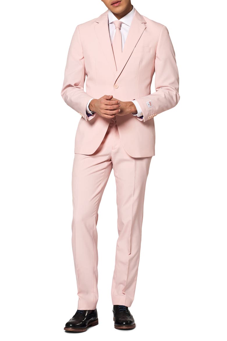 Pink Blush Slim Fit Two-Piece Suit & Tie Set, Main, color, PINK