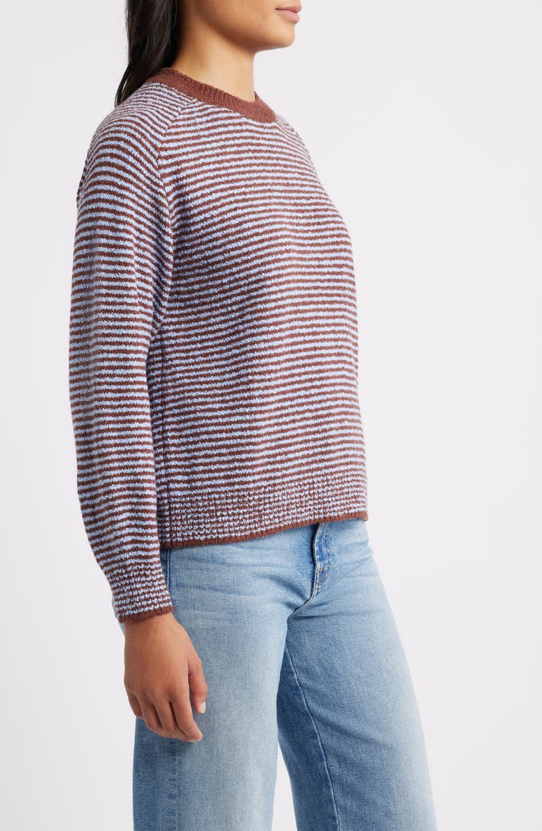 MARGARET O'LEARY Lola Stripe Cotton Blend Sweater, Alternate, color, Cola/ Frost