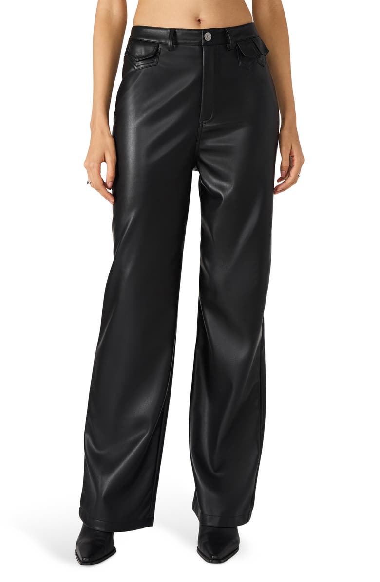 Steve Madden Geraldine Faux Leather Pants, Main, color, Black