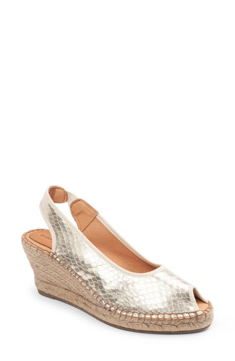 Nicola Slingback Espadrille Peep Toe Platform Wedge Sandal (Women)