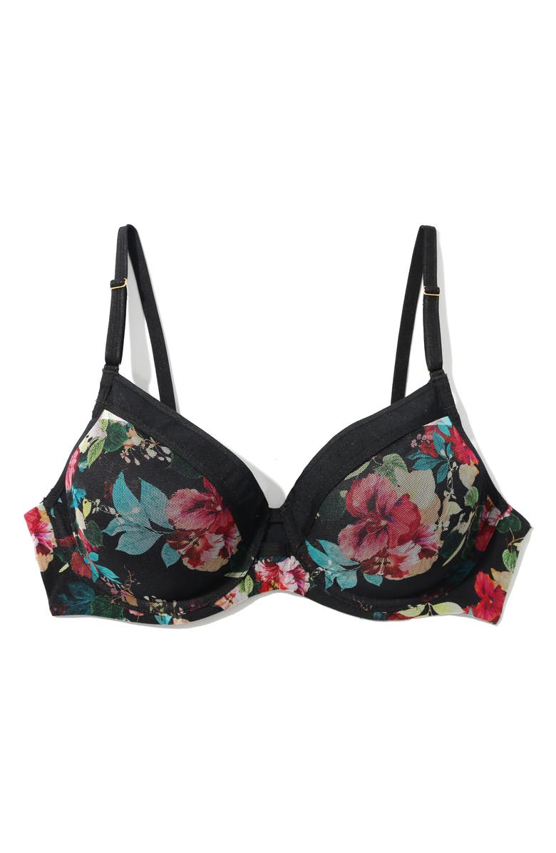 Hanky Panky Underwire Lined Mesh Plunge Bra, Alternate, color, Botanic