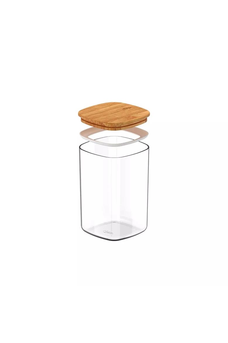 Clear Stackable Airtight Food Storage Container with Wood Lid, Alternate, color, Clear