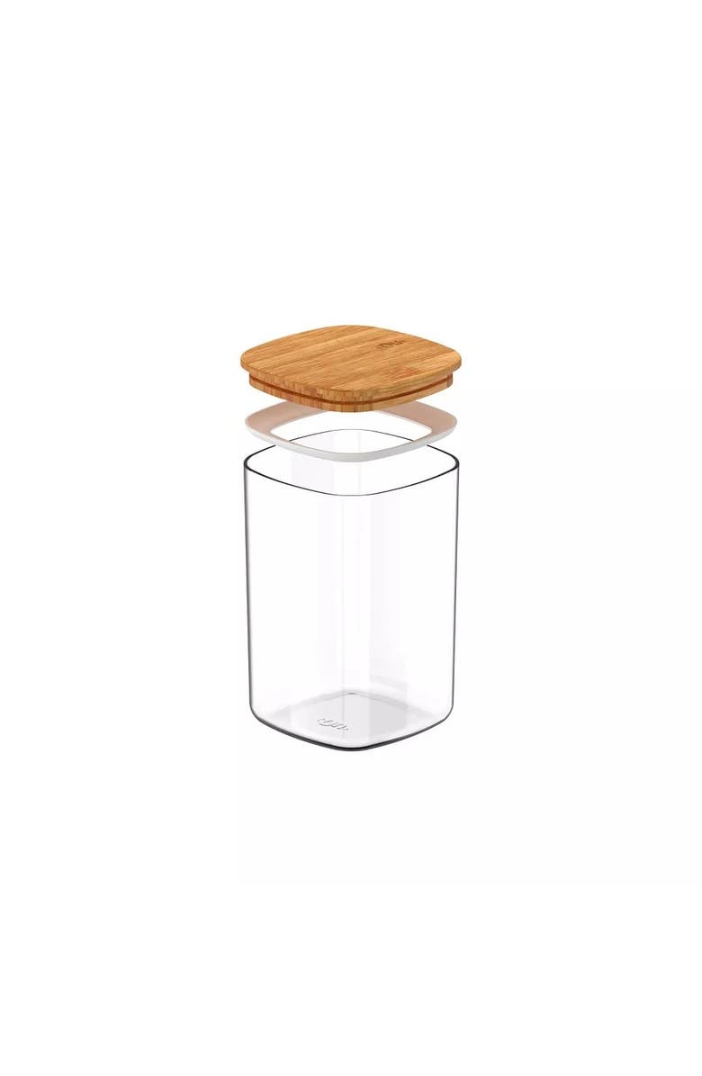 OU Clear Stackable Airtight Food Storage Container with Wood Lid, Alternate, color, Clear