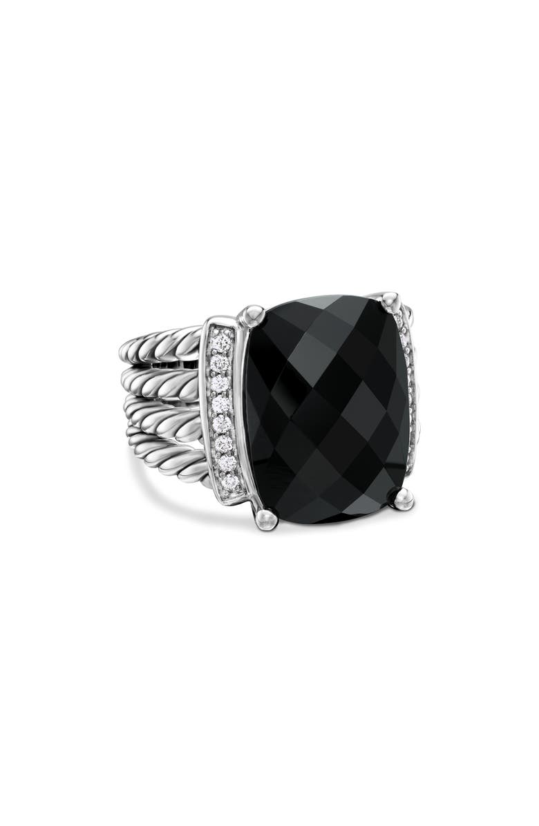 David Yurman Wheaton Ring with Semiprecious Stone & Diamonds, Main, color, Black Onyx