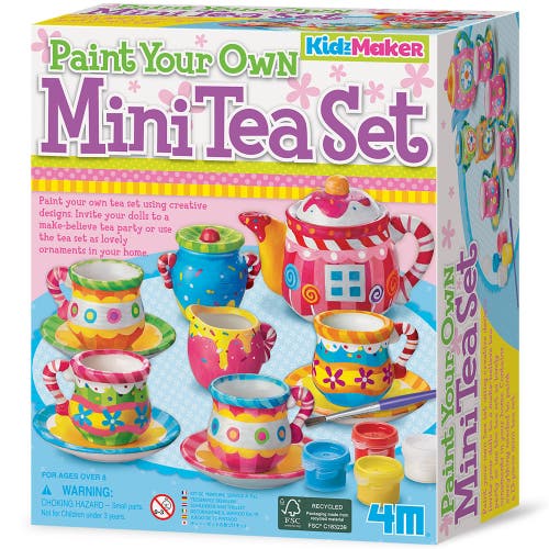 4M KidzMaker, Paint Your Own Mini Tea Set in Multicolored 