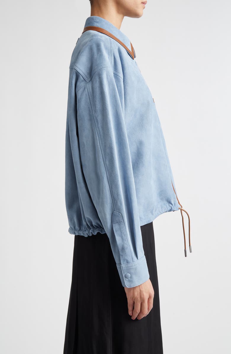 Marni Suede Drawstring Overshirt, Alternate, color, 00B31sky