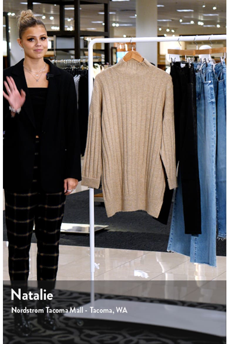 Boxy Ribbed Funnel Neck Long Sleeve Dress video