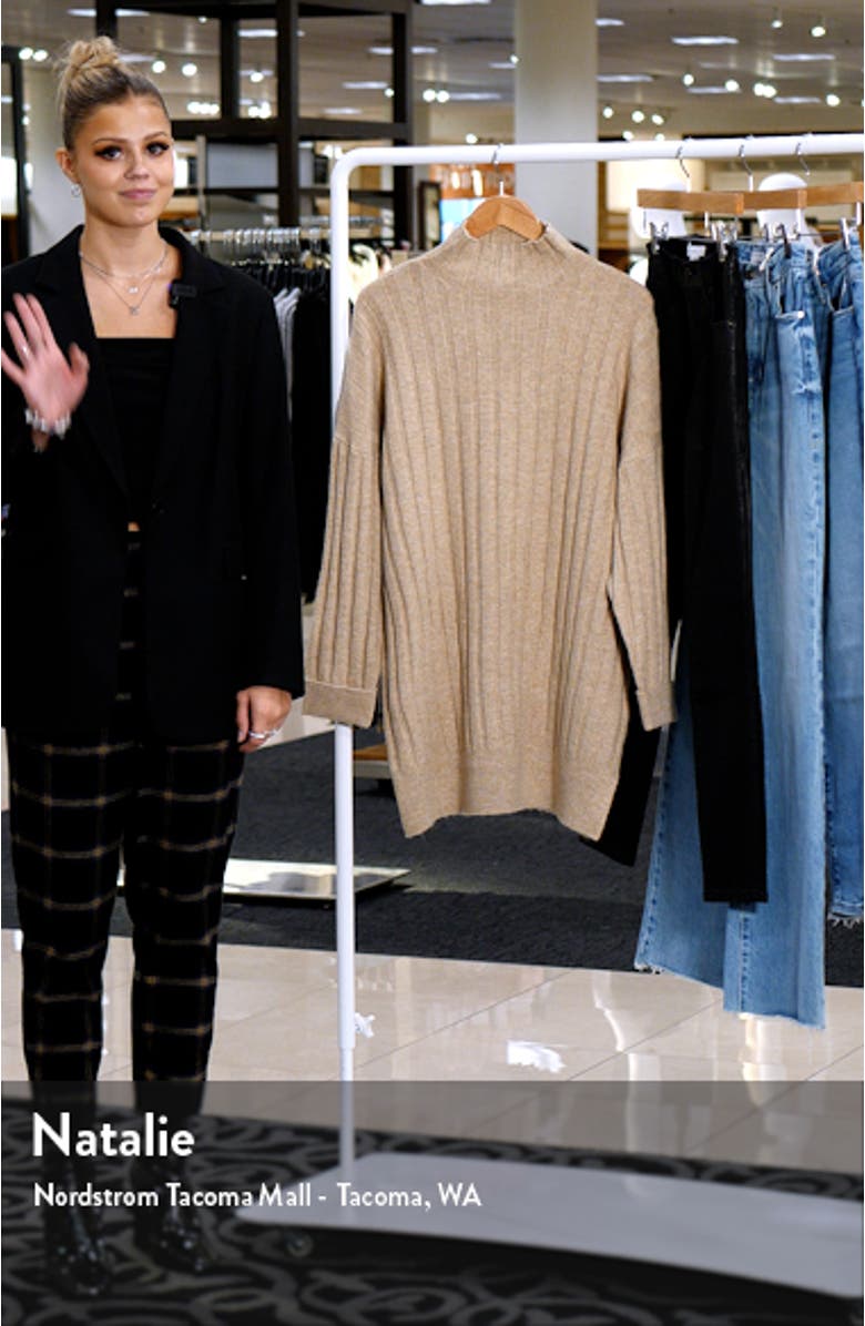 Boxy Ribbed Funnel Neck Long Sleeve Dress, sales video thumbnail