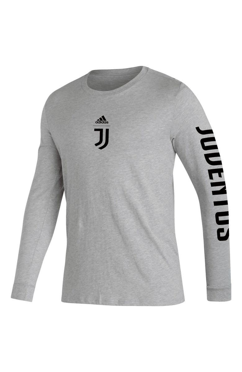 adidas Men's adidas Heather Gray Juventus Team Crest Long Sleeve T-Shirt, Alternate, color, Heather Gray