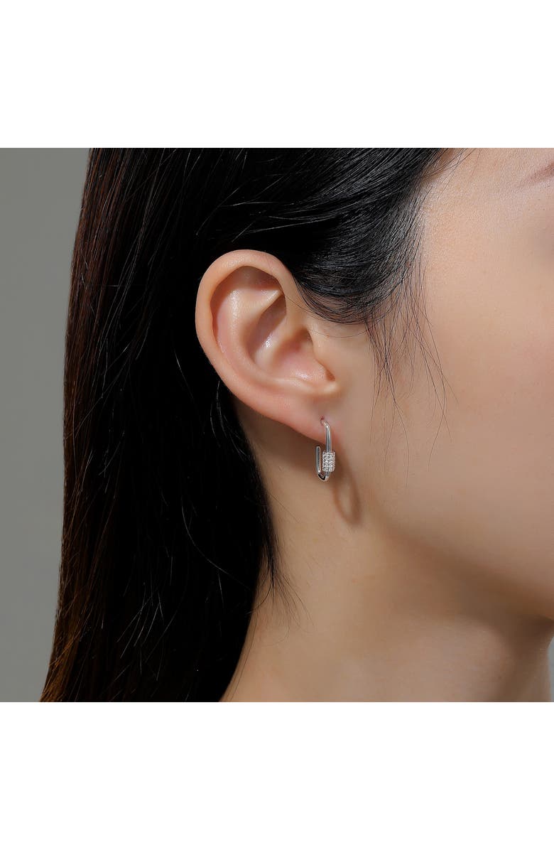 Lafonn Pavé Simulated Diamond Paper Clip Hoop Earrings, Alternate, color, White