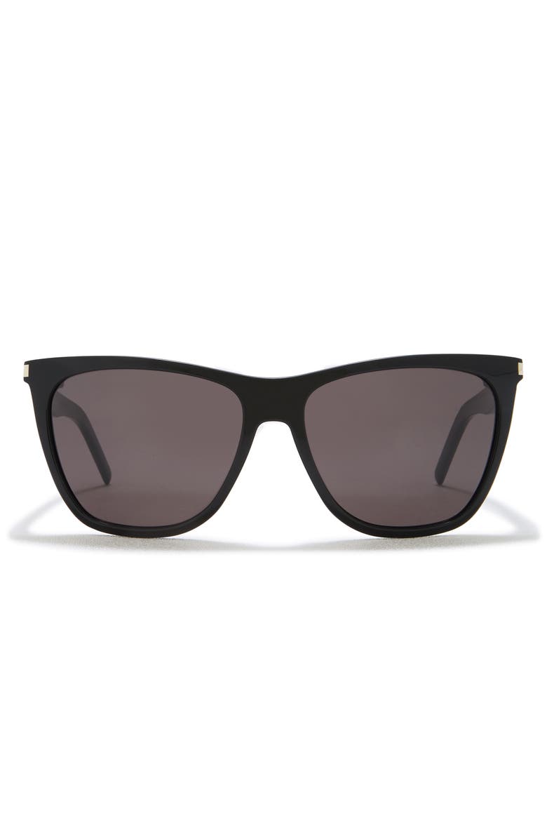 Saint Laurent 58mm Cat Eye Sunglasses, Main, color, Black / Black