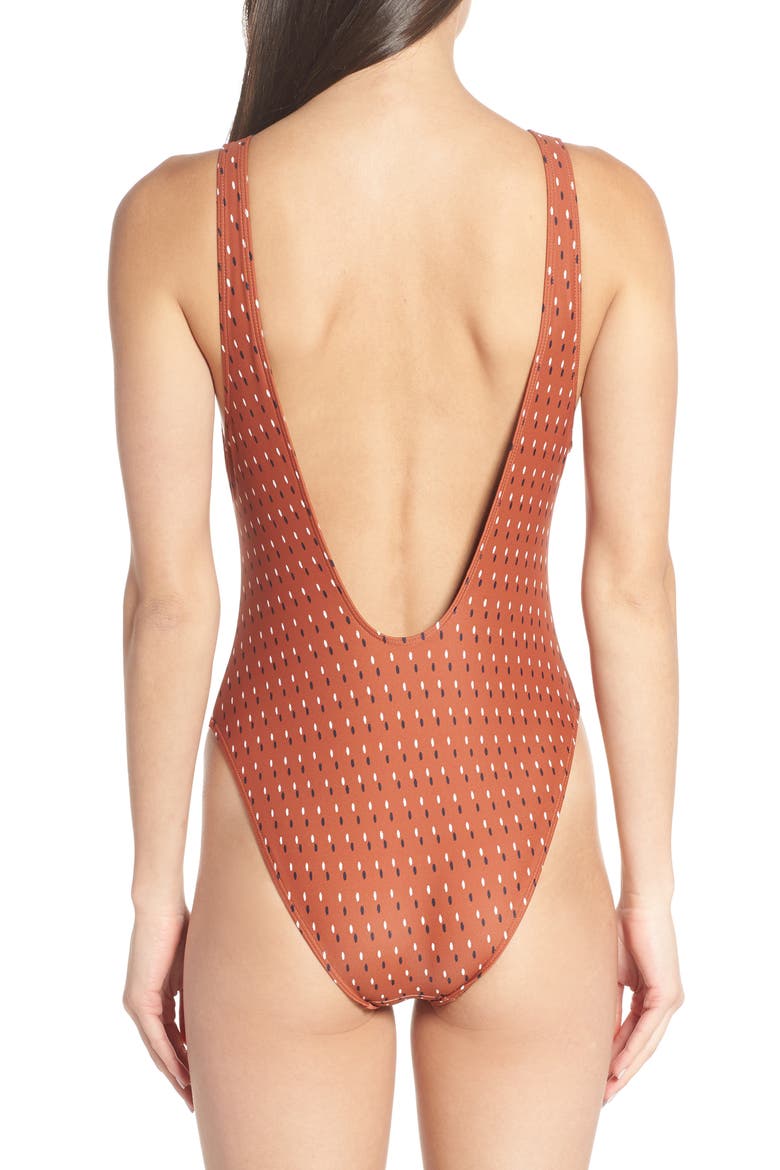 Low Back One-Piece Swimsuit (Nordstrom Exclusive), Alternate, color, RUST HENNA DOT FADE