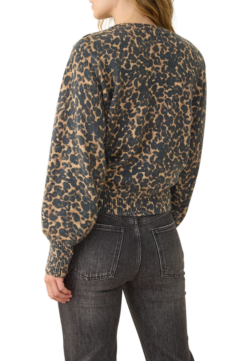 Marine Layer Alma Leopard Print Blouson Sleeve Sweater, Alternate, color, Cheetah