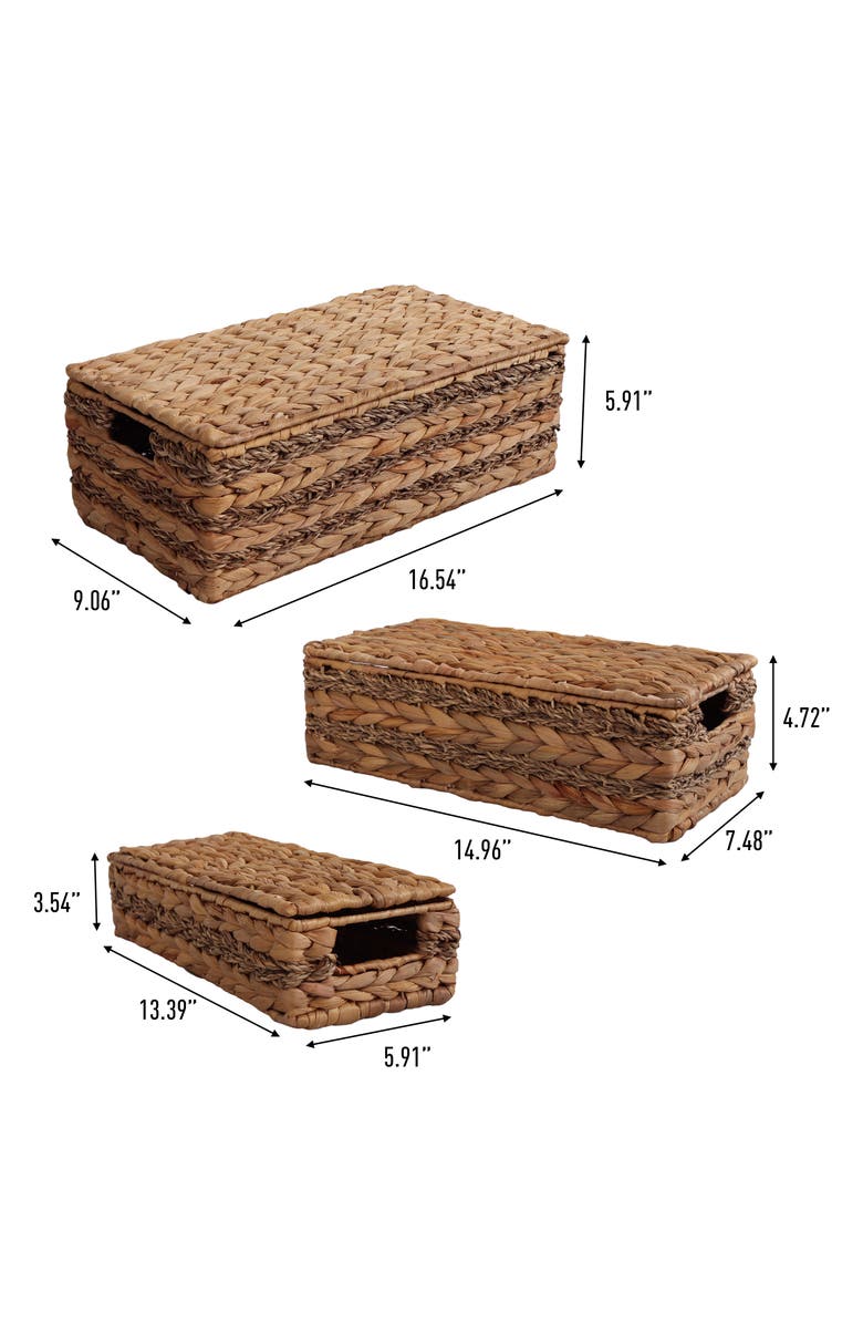 HAPPIMESS Sandrine Classic Farmhouse Handwoven Hyacinth Storage Baskets with Handles and Lids,, Alternate, color, Natural
