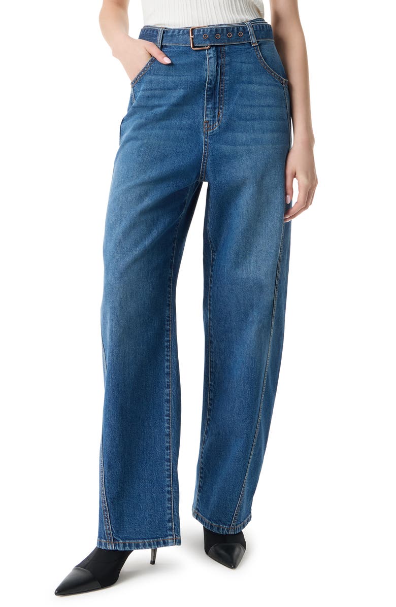 Robert Rodriguez Relaxed Belted Barrel Leg Jeans, Main, color, Waterfall