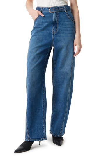 Robert Rodriguez Relaxed Belted Barrel Leg Jeans In Blue