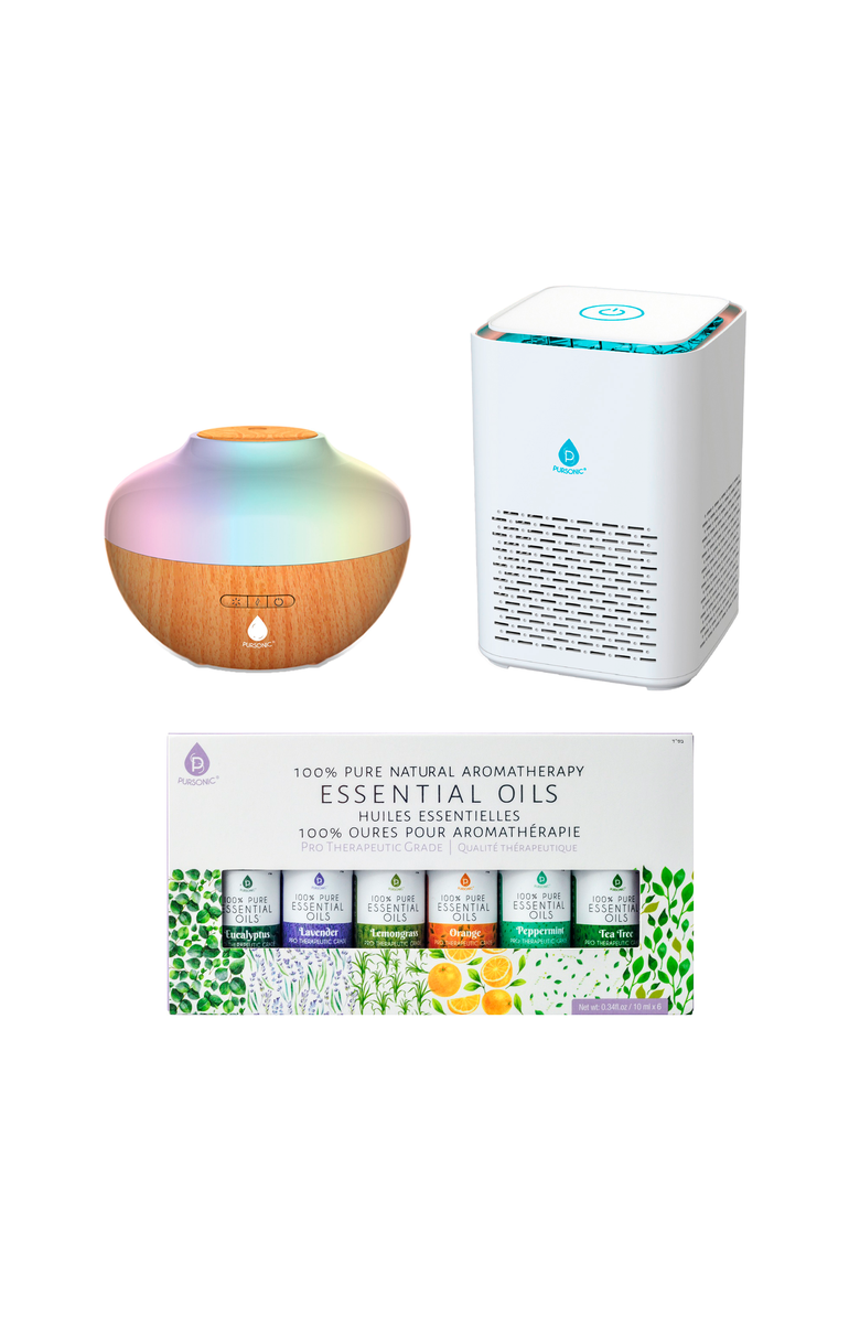 PURSONIC Ultimate Wellness Bundle Air Purifier, Diffuser & Essential Oils Set, Main, color, Multicolor