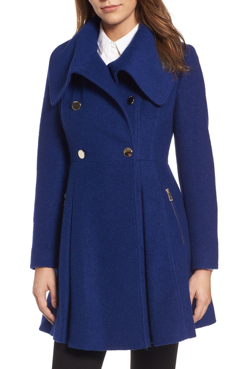GUESS Envelope Collar Double Breasted Coat, Main, color,